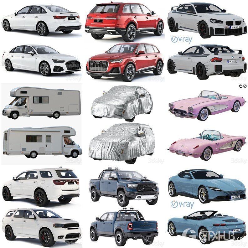 30套汽车3D模型合集 3Dsky Pro Car 3D Model Collection - 20240907