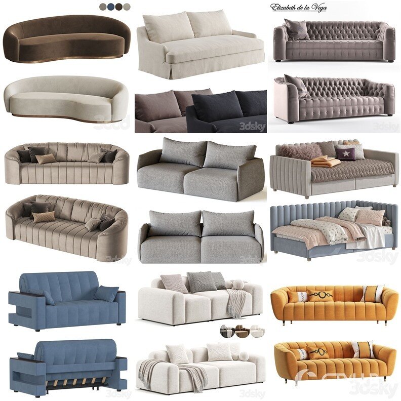 3DSky Pro 沙发椅子灯具背景墙3D模型合辑2024年9月第3季 | 450套 | 20.8GB