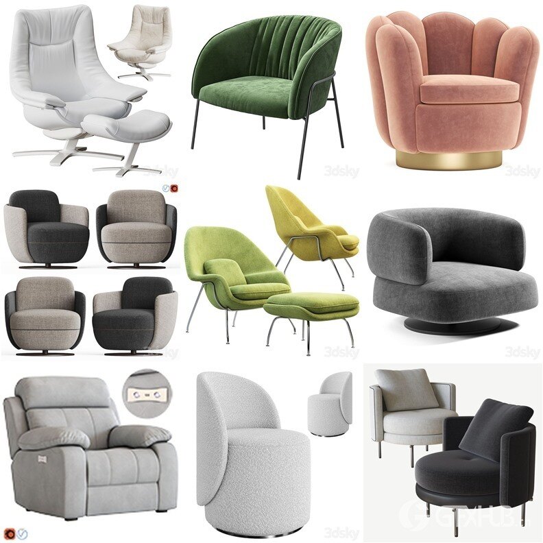 3DSky Pro 沙发椅子灯具背景墙3D模型合辑2024年9月第3季 | 450套 | 20.8GB