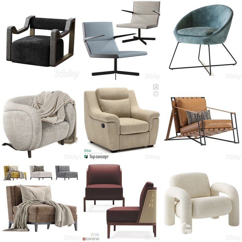 3DSky Pro 沙发椅子灯具背景墙3D模型合辑2024年9月第3季 | 450套 | 20.8GB