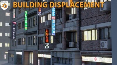 Blender日本街道楼房建筑模型资产预设 Building Displacement