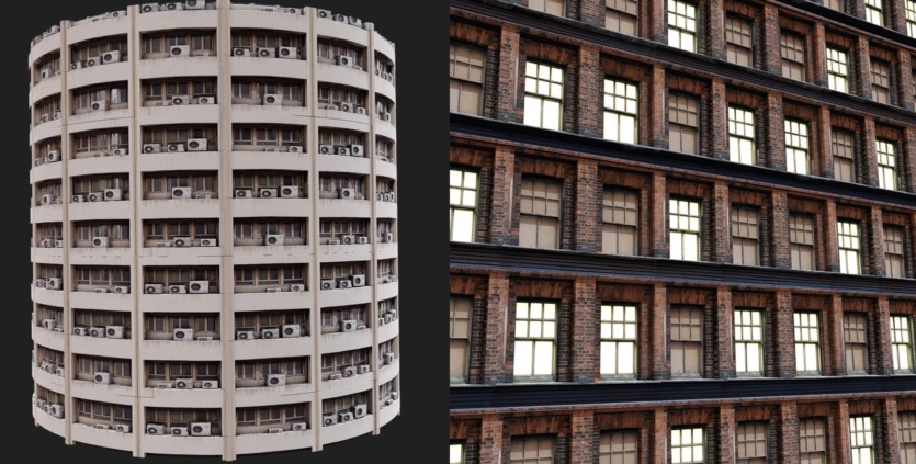Blender日本街道楼房建筑模型资产预设 Building Displacement
