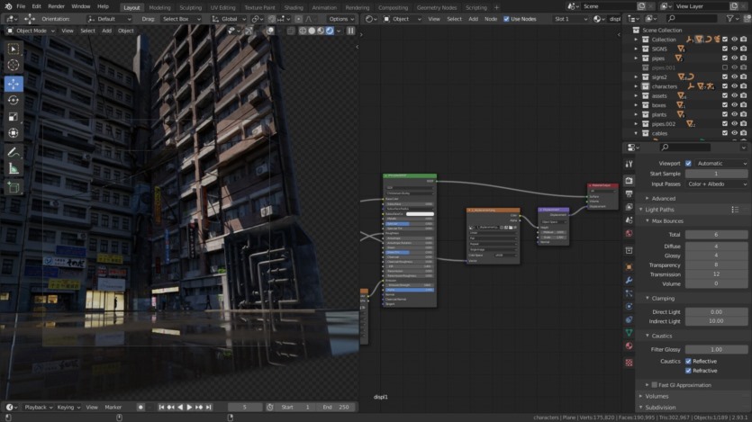 Blender日本街道楼房建筑模型资产预设 Building Displacement