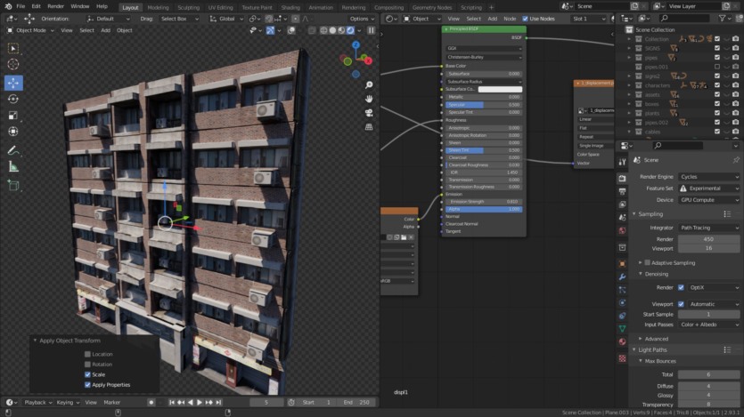 Blender日本街道楼房建筑模型资产预设 Building Displacement