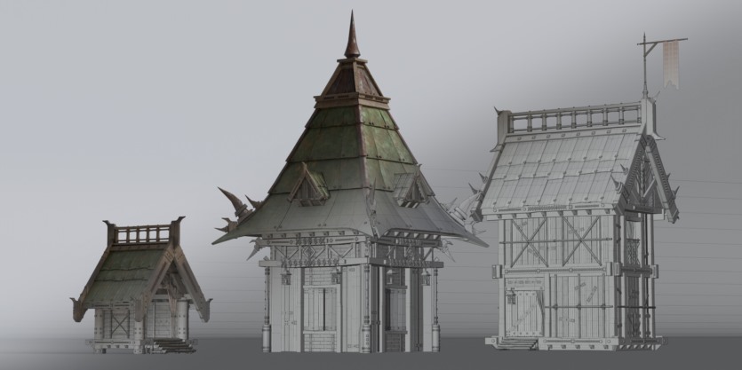 中世纪军事建筑3D模型资产 Outpost – Medieval Military Buildings 3D Kitbash Pack (Blender/FBX/OBJ格式)