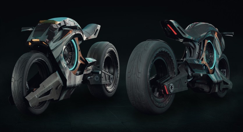 赛博朋克摩托车3D模型 Cyberbike VFX Asset (FBX/OBJ/ABC格式)