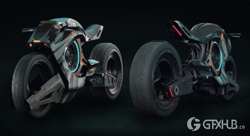 赛博朋克摩托车3D模型 Cyberbike VFX Asset (FBX/OBJ/ABC格式)