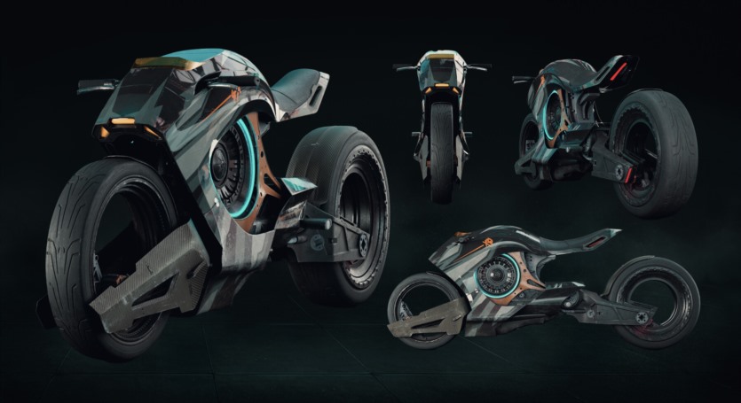 赛博朋克摩托车3D模型 Cyberbike VFX Asset (FBX/OBJ/ABC格式)