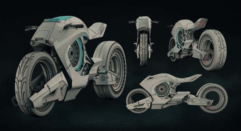 赛博朋克摩托车3D模型 Cyberbike VFX Asset (FBX/OBJ/ABC格式)