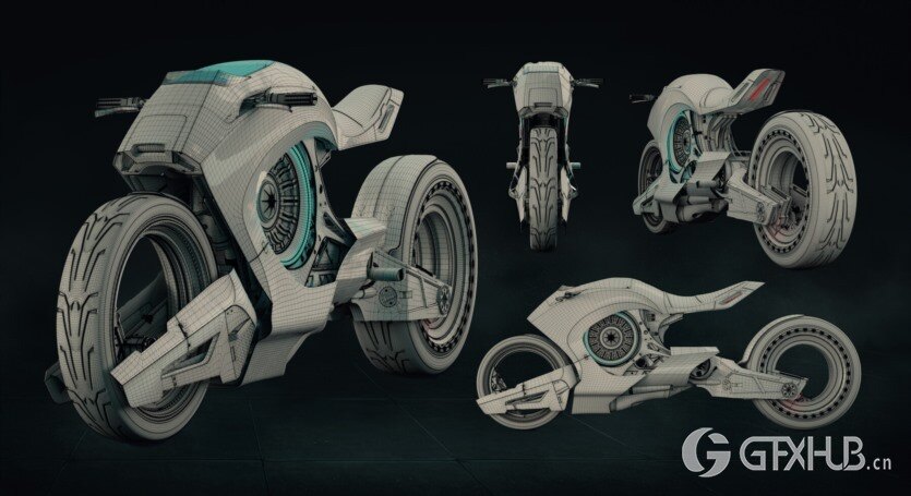 赛博朋克摩托车3D模型 Cyberbike VFX Asset (FBX/OBJ/ABC格式)