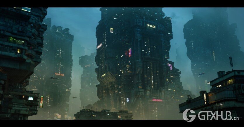 Blender科幻贫民楼房建筑3D模型资产 Sci-Fi Kitbash – Volume 1