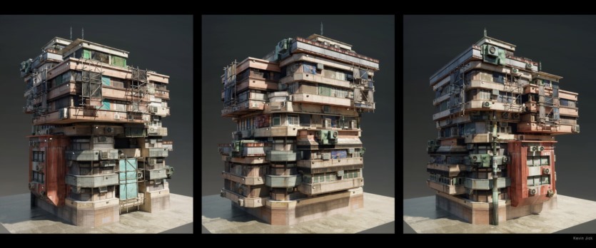 Blender科幻贫民楼房建筑3D模型资产 Sci-Fi Kitbash – Volume 1