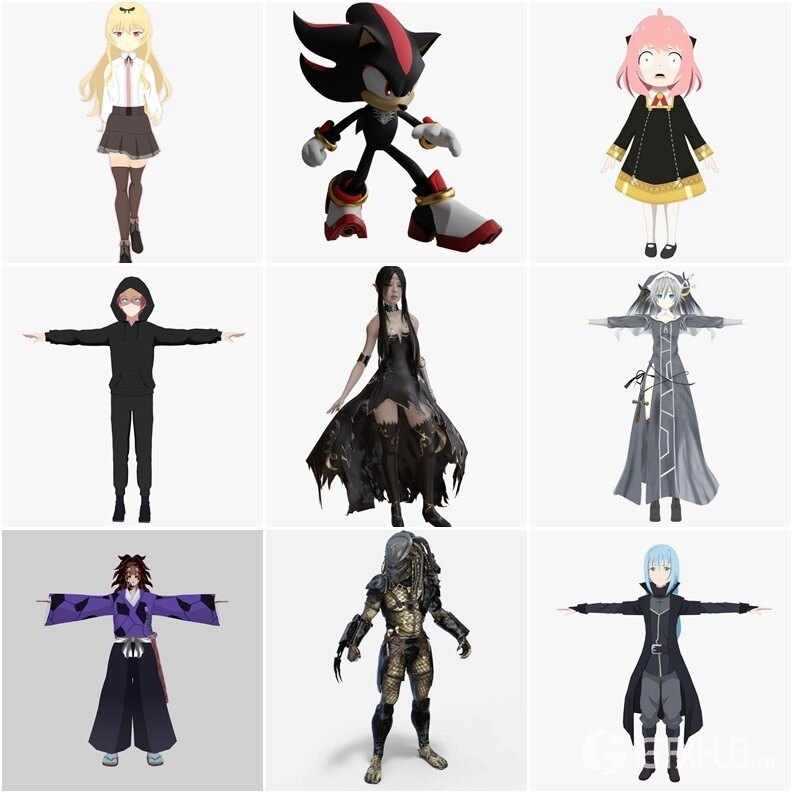 34个人物角色3D模型（格式：MAXFBXOBJ）