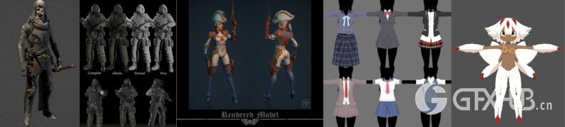 34个人物角色3D模型（格式：MAXFBXOBJ）