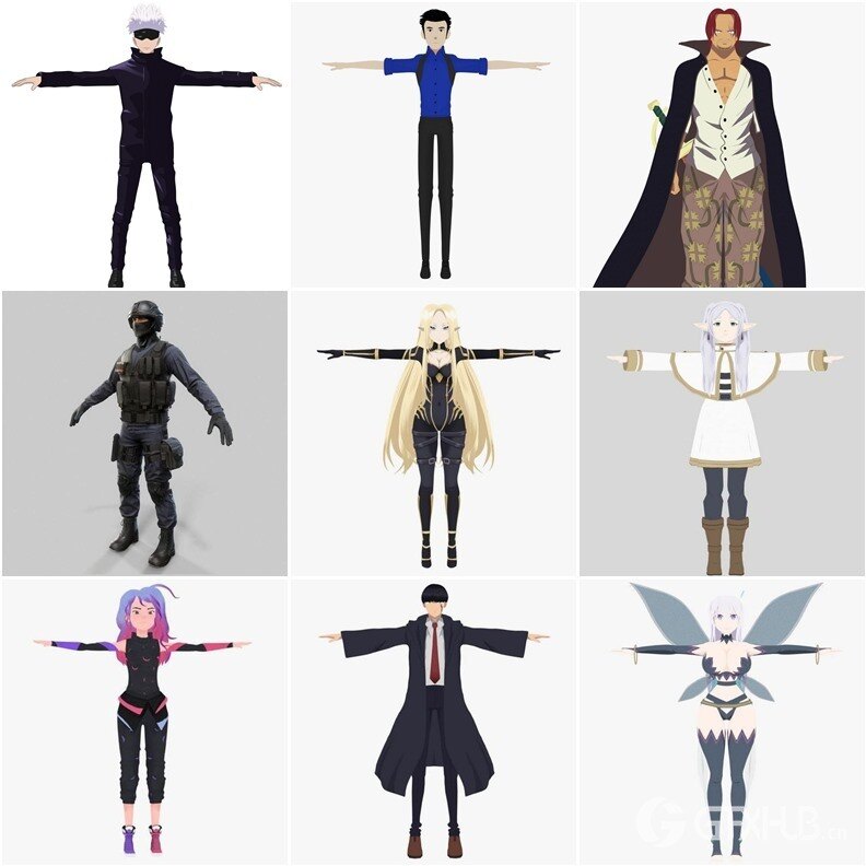 34个人物角色3D模型（格式：MAXFBXOBJ）