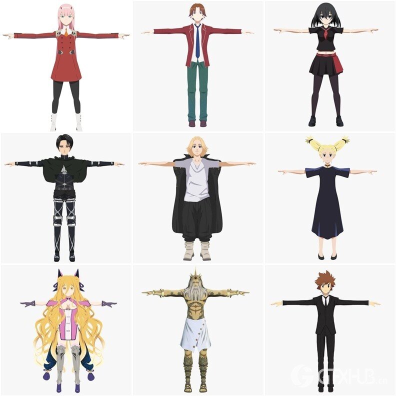 34个人物角色3D模型（格式：MAXFBXOBJ）