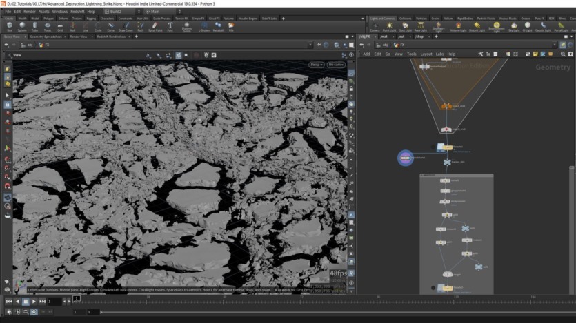【中文字幕】Houdini闪电雷击特效高级破坏教程 CGCircuit - Advanced Destruction - Lightning Strike