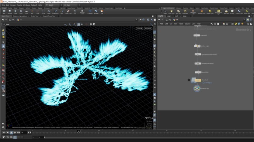 【中文字幕】Houdini闪电雷击特效高级破坏教程 CGCircuit - Advanced Destruction - Lightning Strike