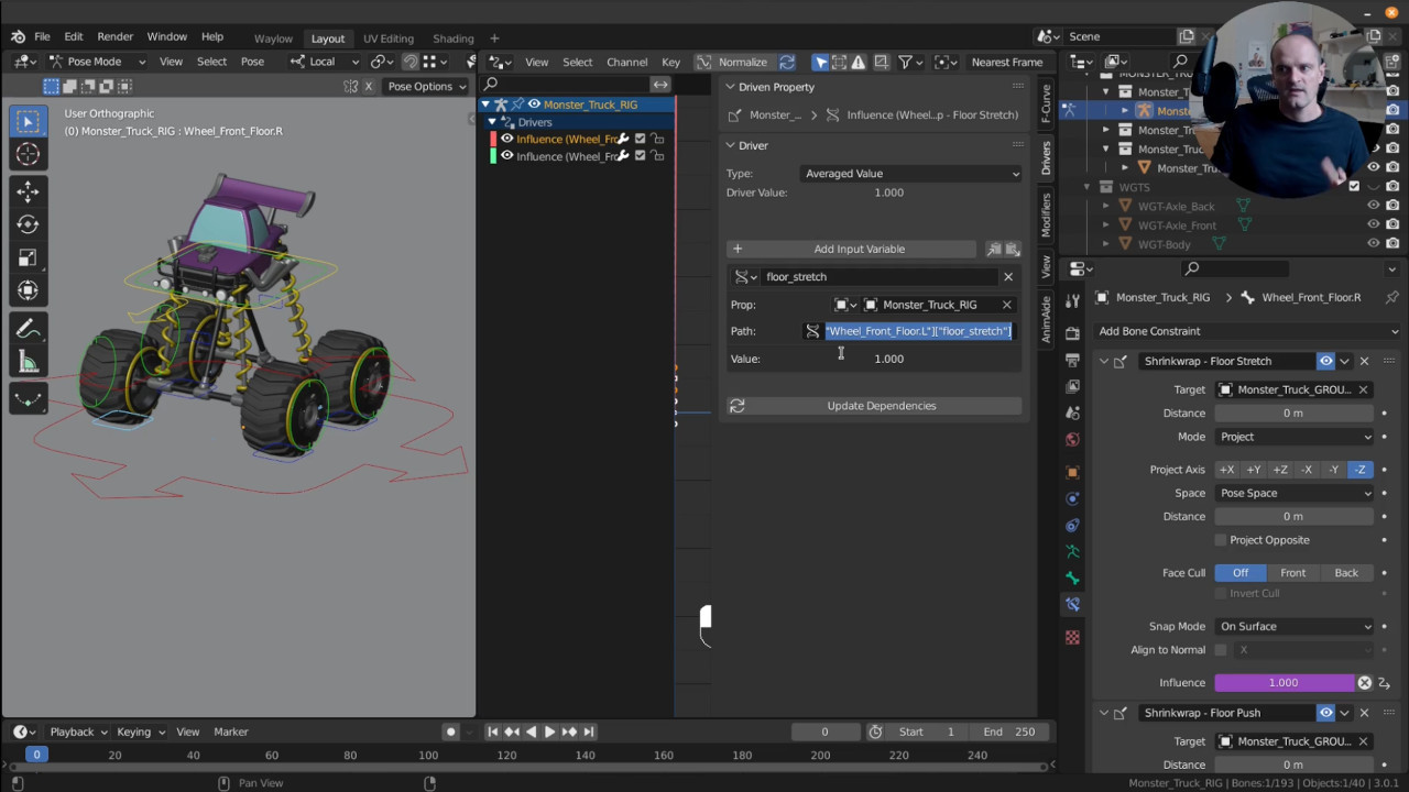 【中文字幕】Blender三维卡通卡车绑定动画教程 OFF-ROAD Rig and Animate an RC Monster Truck in Blender