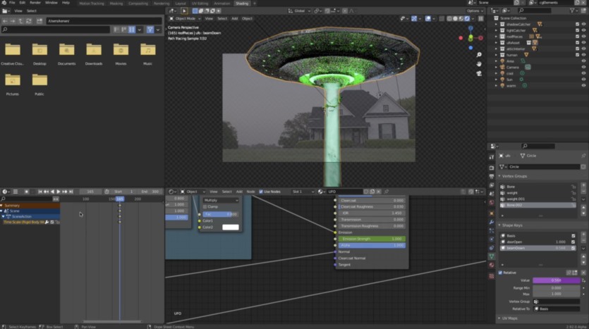 Blender外星飞船劫持场景特效教程 Create a VFX shot in Blender: Alien Abduction