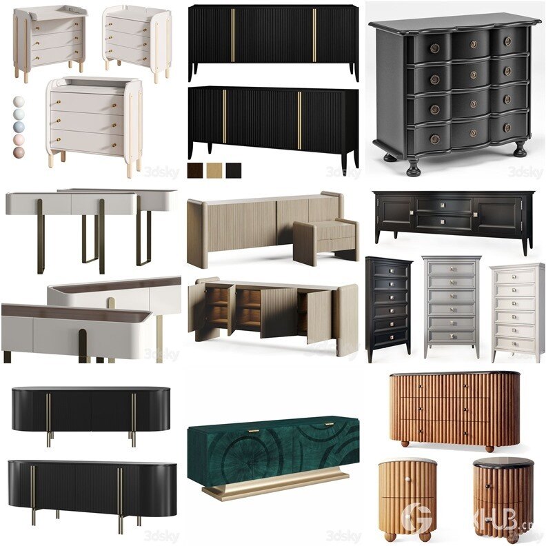 3DSky Pro 沙发椅子灯具柜子装饰3D模型合辑2024年10月第1季 | 450套 | 16.3GB