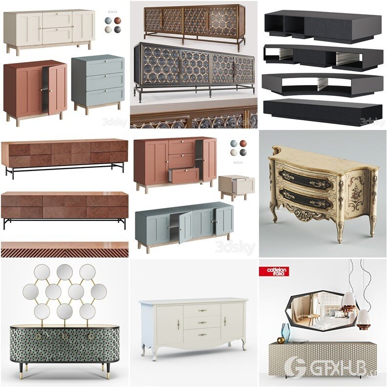 3DSky Pro 沙发椅子灯具柜子装饰3D模型合辑2024年10月第1季 | 450套 | 16.3GB