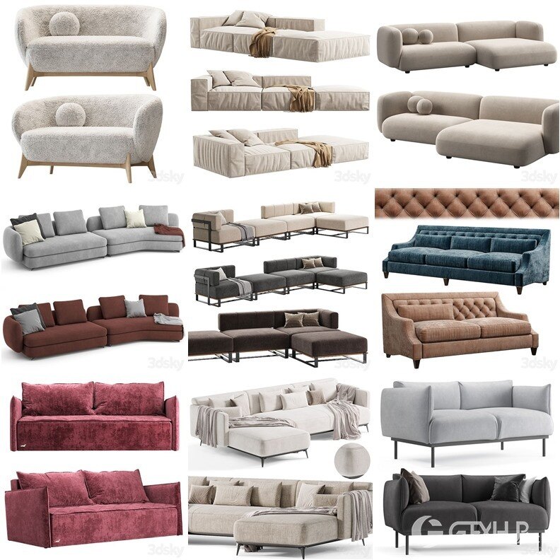 3DSky Pro 沙发椅子灯具柜子装饰3D模型合辑2024年10月第1季 | 450套 | 16.3GB