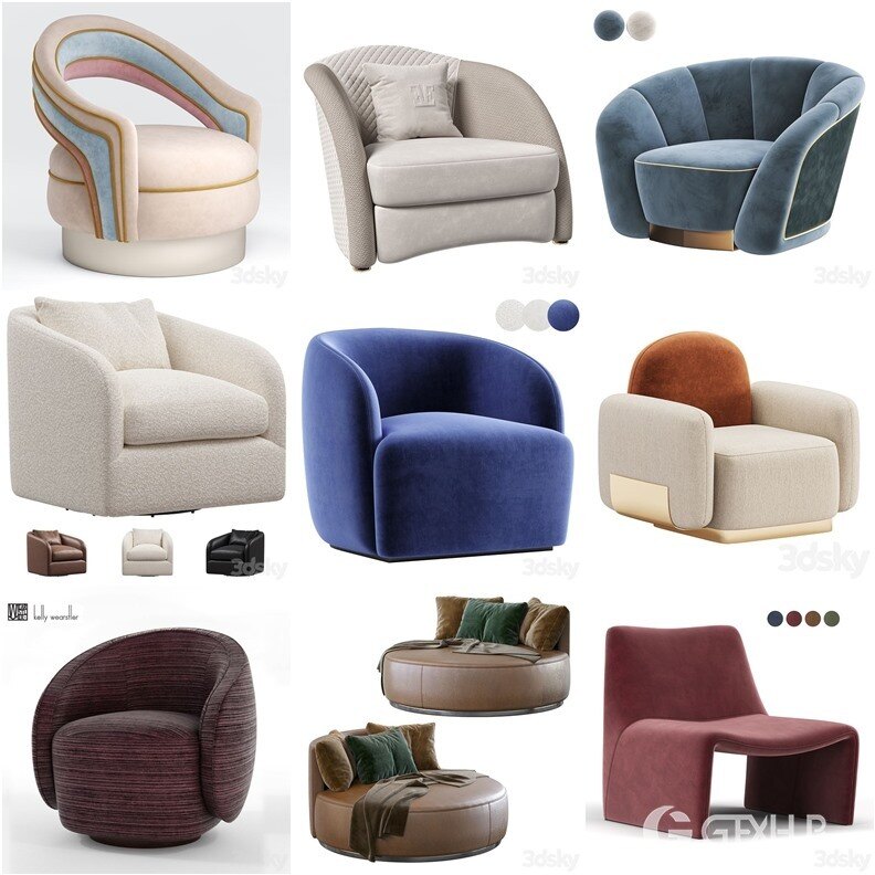 3DSky Pro 沙发椅子灯具柜子装饰3D模型合辑2024年10月第1季 | 450套 | 16.3GB