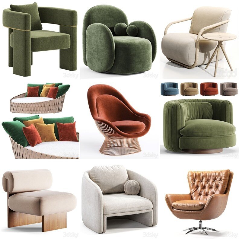 3DSky Pro 沙发椅子灯具柜子装饰3D模型合辑2024年10月第1季 | 450套 | 16.3GB