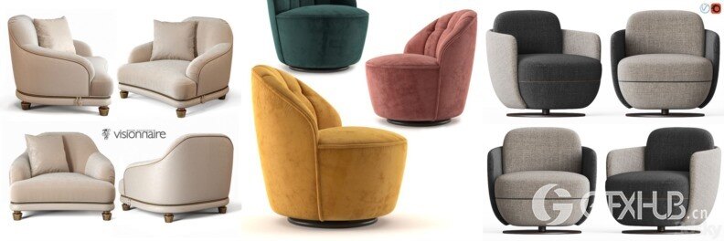 3DSky Pro 沙发椅子灯具柜子装饰3D模型合辑2024年10月第1季 | 450套 | 16.3GB