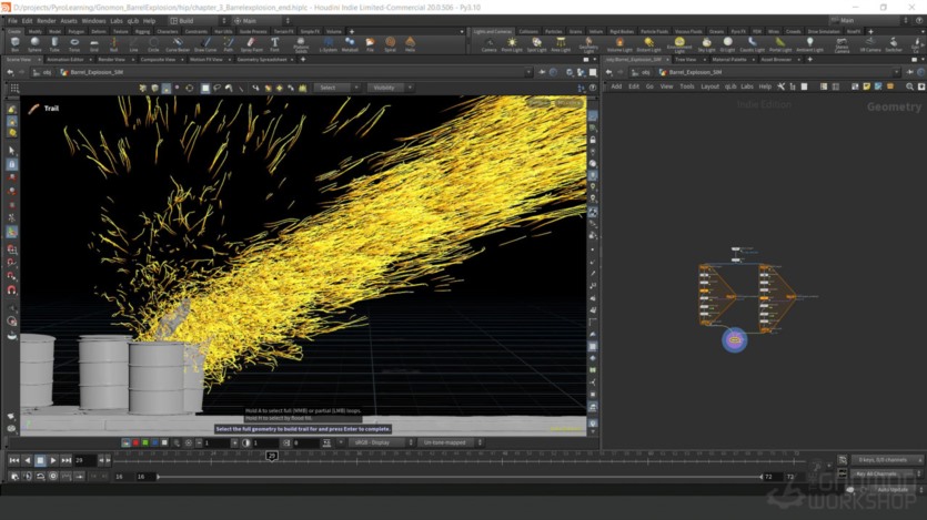 【中文字幕】Houdini火焰爆炸特效教程 Art Directing Explosions Using Axiom in Houdini