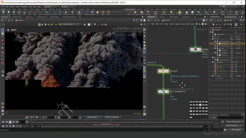 【中文字幕】Houdini火焰爆炸特效教程 Art Directing Explosions Using Axiom in Houdini