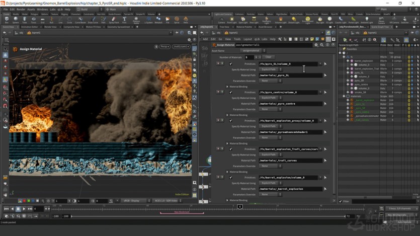 【中文字幕】Houdini火焰爆炸特效教程 Art Directing Explosions Using Axiom in Houdini