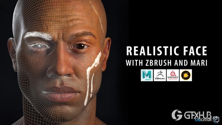 【中文字幕】Zbrush+Mari真实人脸建模教程 CGCircuit – Realistic Face with Zbrush and Mari