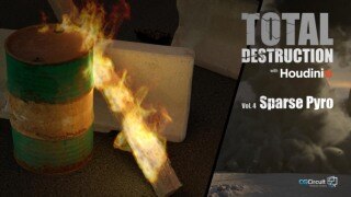 Houdini烟雾火焰尘土特效教程 CGCircuit – Total Destruction Vol.4 Sparse Pyro