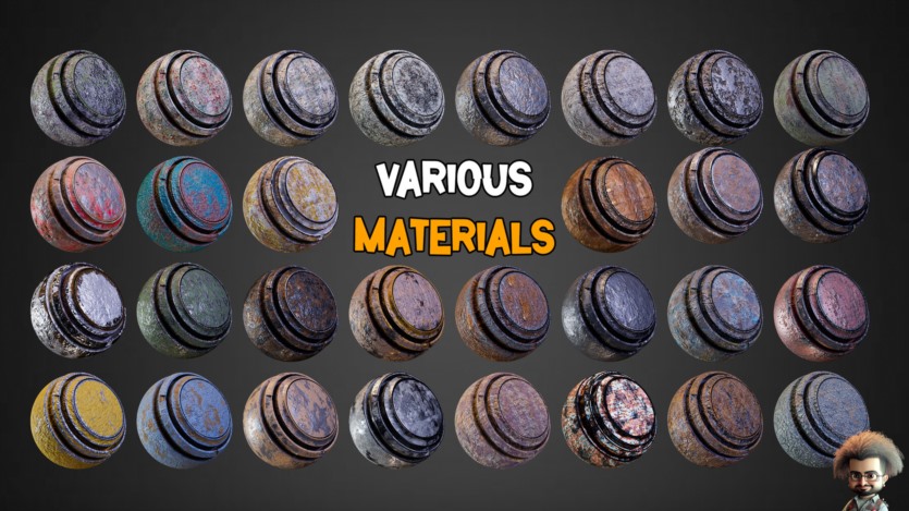 30种受损金属智能材质+PBR贴图 30 Damaged Metal Smart Materials + PBR Textures - Vol 2
