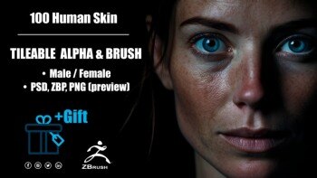 人体皮肤套件可平铺的Alpha贴图和画笔 Human Skin Kit (Tileable Alpha and Brush)
