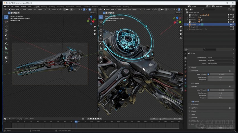 【中文字幕】Blender三维游戏武器设计建模教程 3D Weapon Design VR Workflow