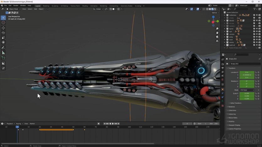 【中文字幕】Blender三维游戏武器设计建模教程 3D Weapon Design VR Workflow