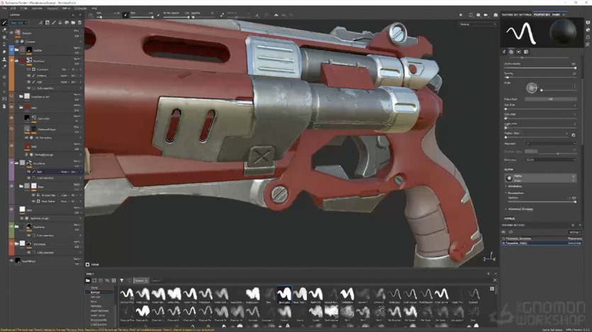 Zbrush科幻武器手枪贴图教程 Creating a Sci-Fi Pistol for Games