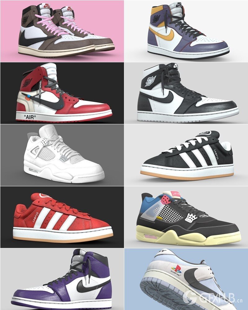 140双运动鞋3D模型合集 Sketchfab - Sneaker (格式：BlenderFBX)