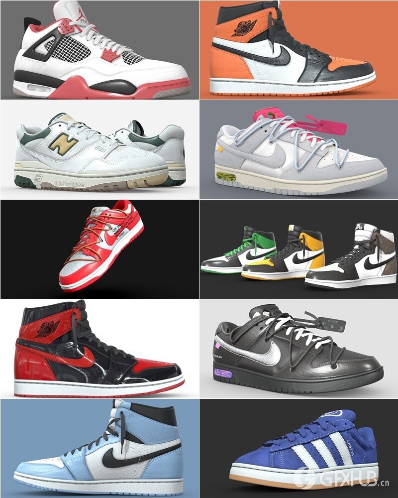 140双运动鞋3D模型合集 Sketchfab - Sneaker (格式：BlenderFBX)