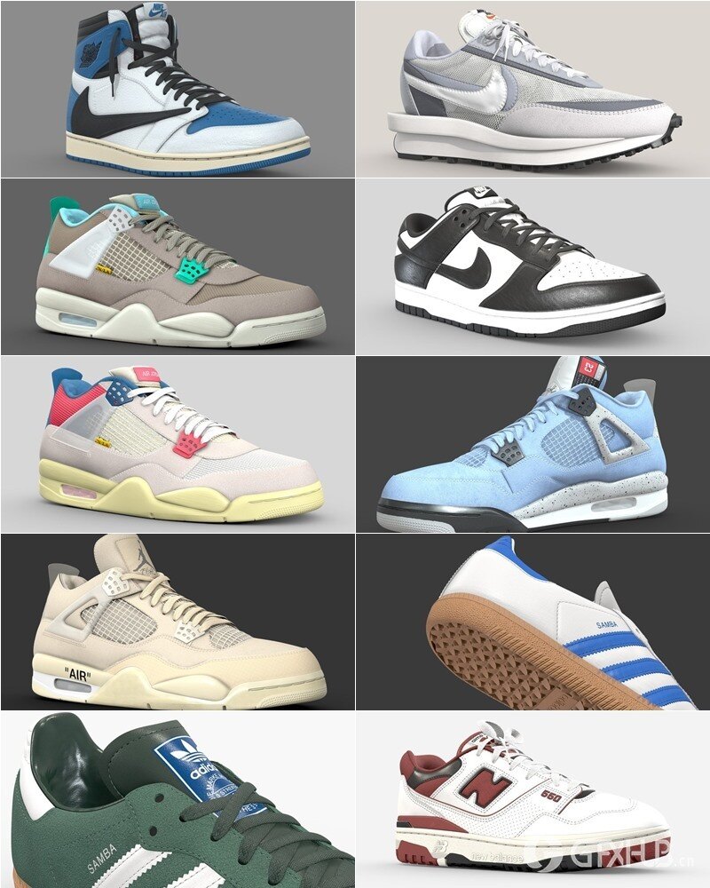 140双运动鞋3D模型合集 Sketchfab - Sneaker (格式：BlenderFBX)