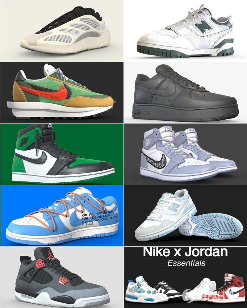 140双运动鞋3D模型合集 Sketchfab - Sneaker (格式：BlenderFBX)