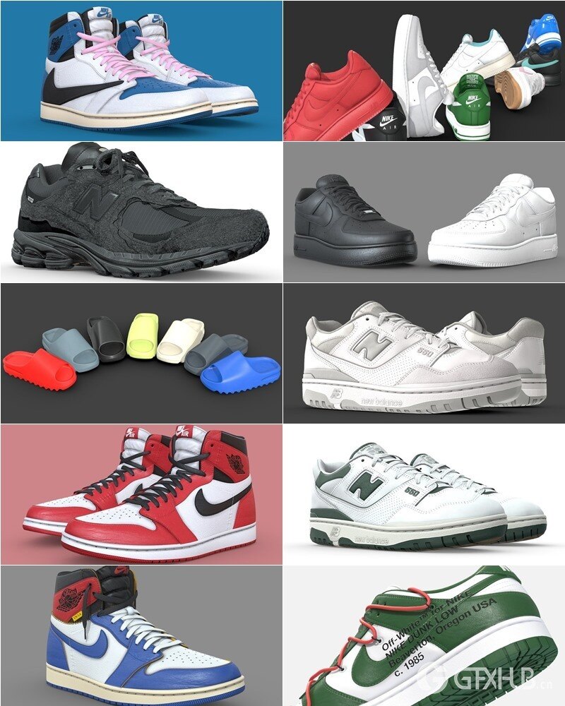 140双运动鞋3D模型合集 Sketchfab - Sneaker (格式：BlenderFBX)