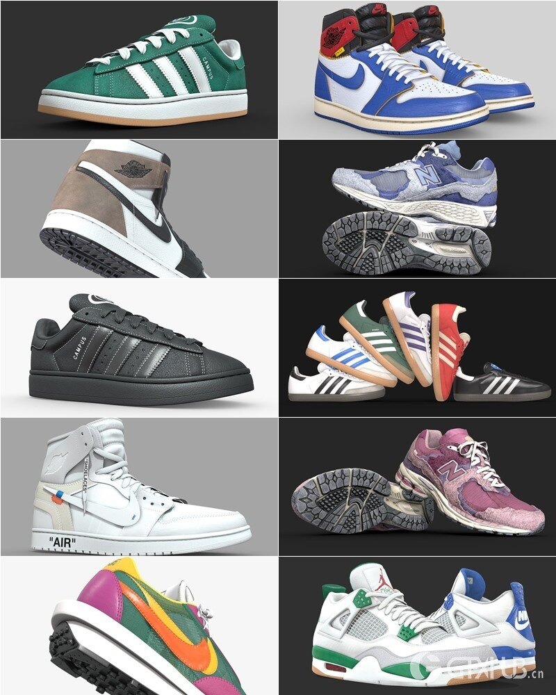 140双运动鞋3D模型合集 Sketchfab - Sneaker (格式：BlenderFBX)