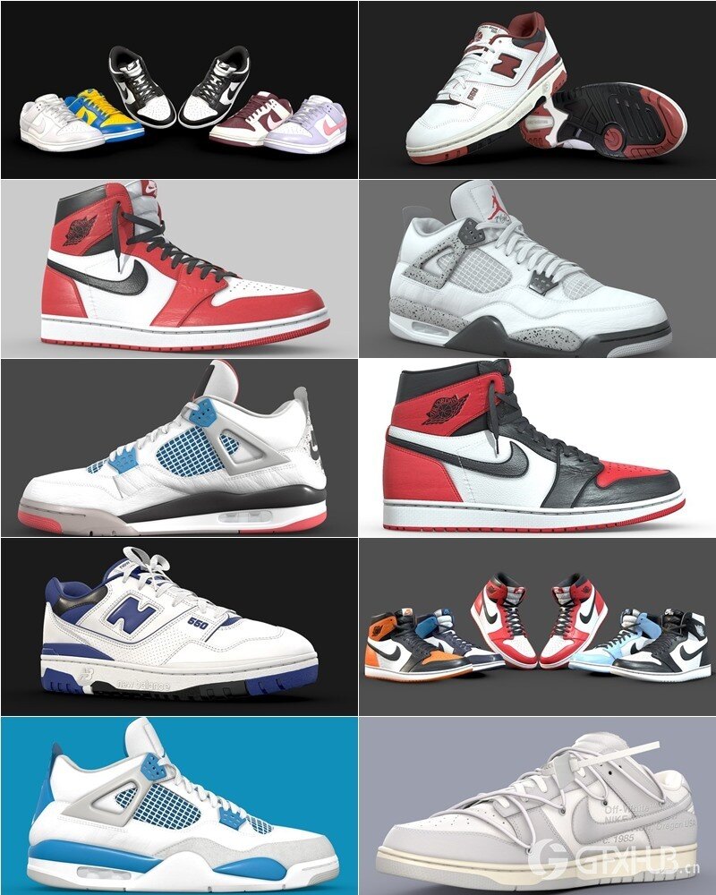 140双运动鞋3D模型合集 Sketchfab - Sneaker (格式：BlenderFBX)