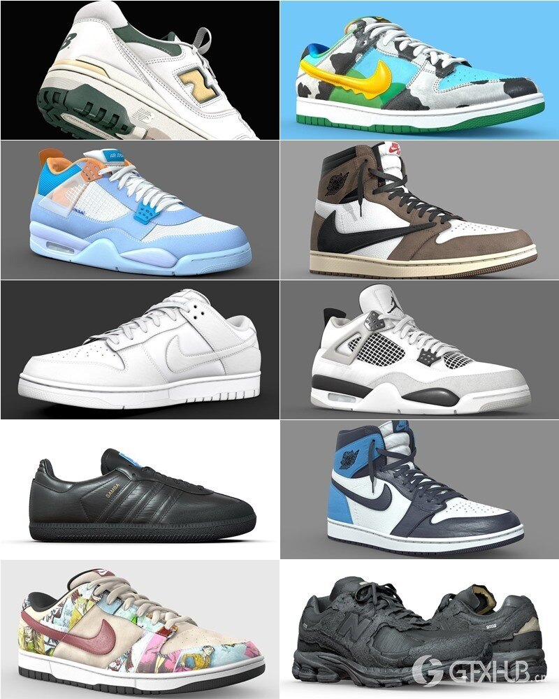 140双运动鞋3D模型合集 Sketchfab - Sneaker (格式：BlenderFBX)