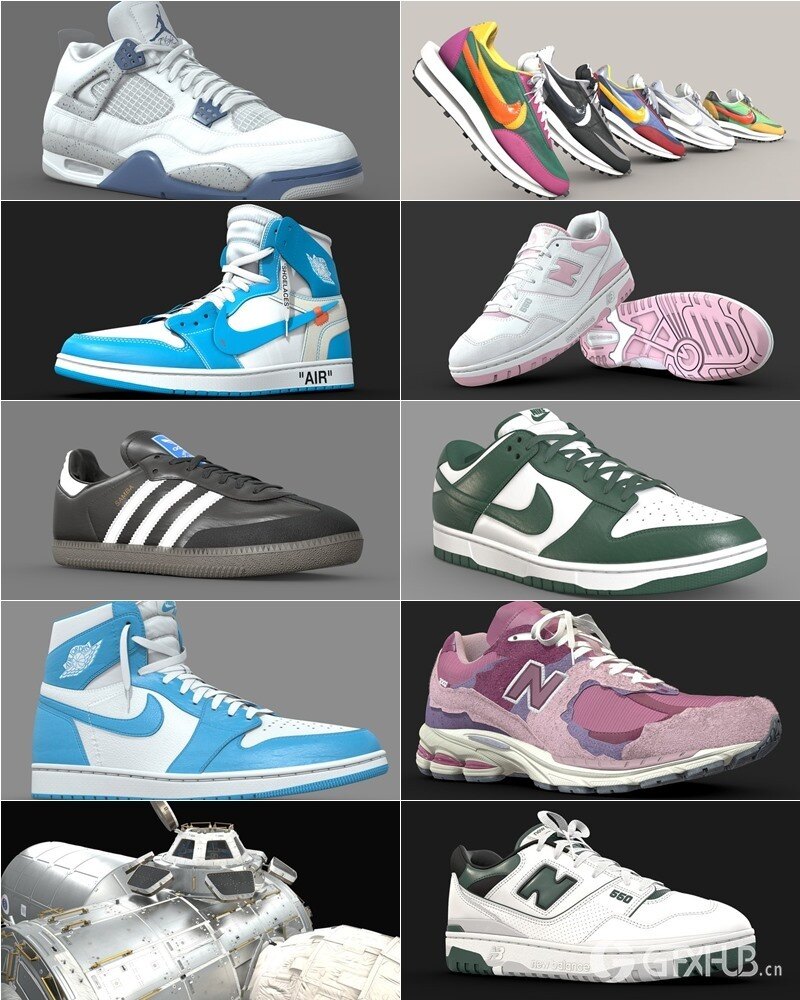 140双运动鞋3D模型合集 Sketchfab - Sneaker (格式：BlenderFBX)