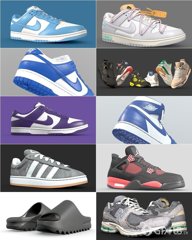 140双运动鞋3D模型合集 Sketchfab - Sneaker (格式：BlenderFBX)